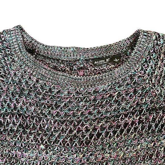 Allen B. By Allen Schwartz Black Rainbow Loose Knit High Low Sweater Sz Large - Picture 13 of 13